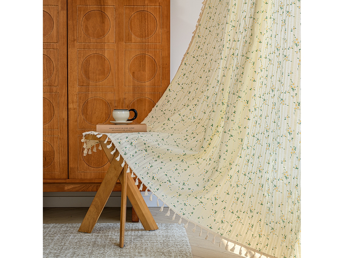 Single-panel Daisy Print Sheer Curtain, Country Style, Suitable For Kitchen, Bedroom, And Living Room (150x240cm)