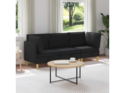 Vidaxl Conjunto De Sofá Modular Com Armazenamento 3 Pcs Preto Tecido