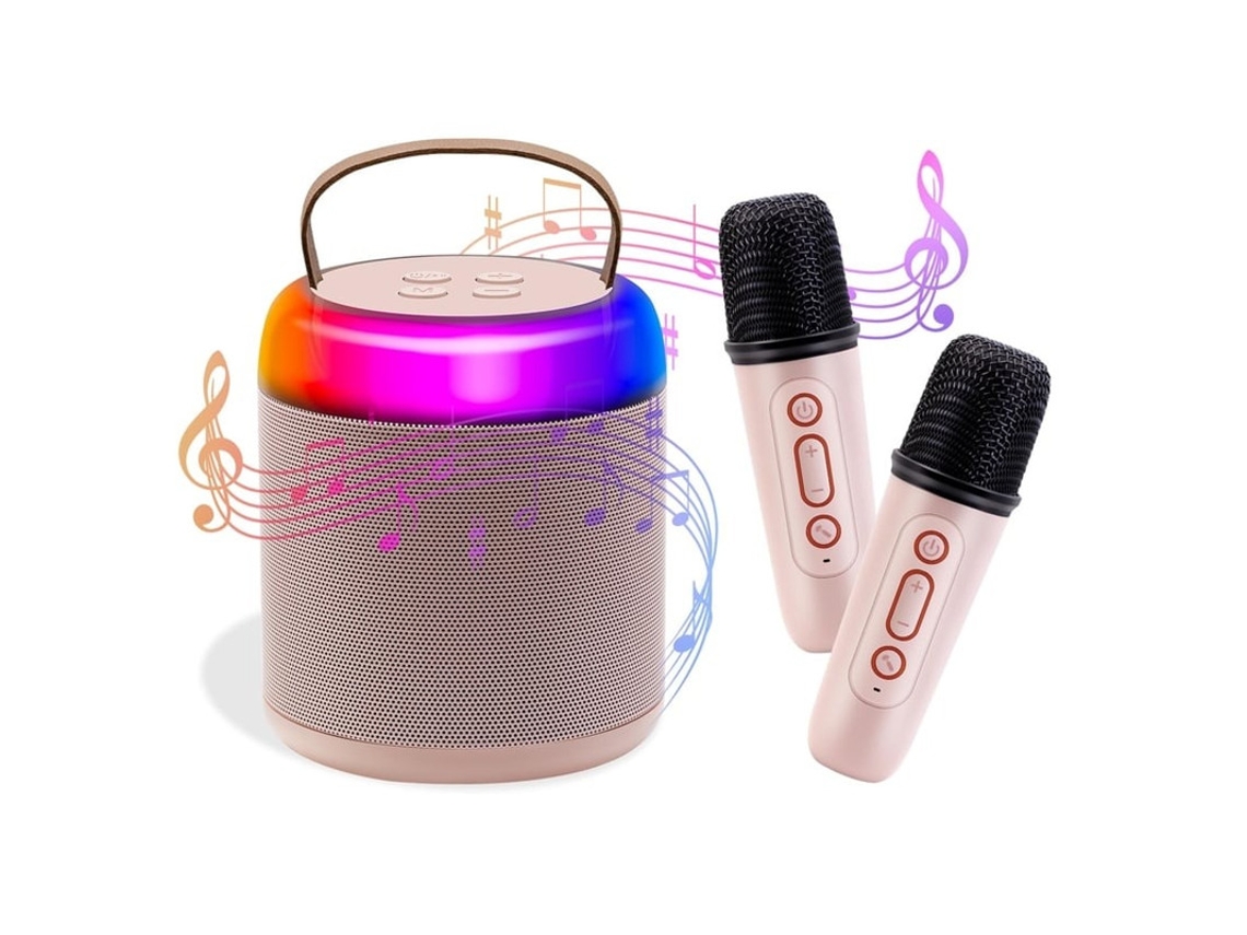Mais Nova Mini Máquina De Karaokê Alto Falante Bluetooth Portátil Com 2 Microfones Sem Fio Para Crianças E Adultos Músicas Brinquedos Para Yizhood
