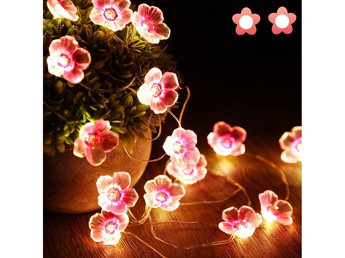 Luzes de Fada de Cerejeira Rosa Led 40pcs, Usb e Bateria, Natal, Quarto de Menina | S/MARCA