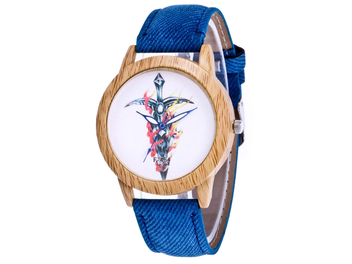 Relógio Analógico de Quartzo Feminino com Pulseira Pu Estilo Clássico Simples Azul