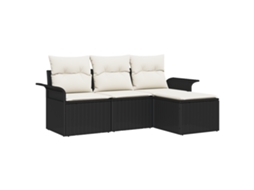 Conjunto 4 Sofá De Jardim Vidaxl Preto Vime Pe (55 X 55 X 37cm)