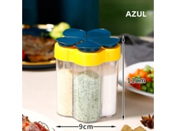 Conjunto de Utensílios de Cozinha , Caixa para Temperos, Frascos de Plástico para Condimentos, Ideal para Camping Ao Ar Livre. MDUG (azul)