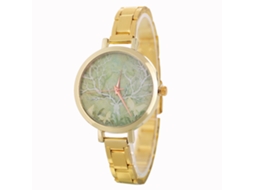 Relógio de Pulso Casal de Luxo Analógico Quartzo Liga Dourado Pulseira de Aço
