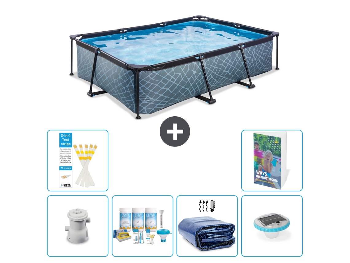 Piscina EXIT Retangular Efeito Pedra 300x200x65 Cm 5 peças