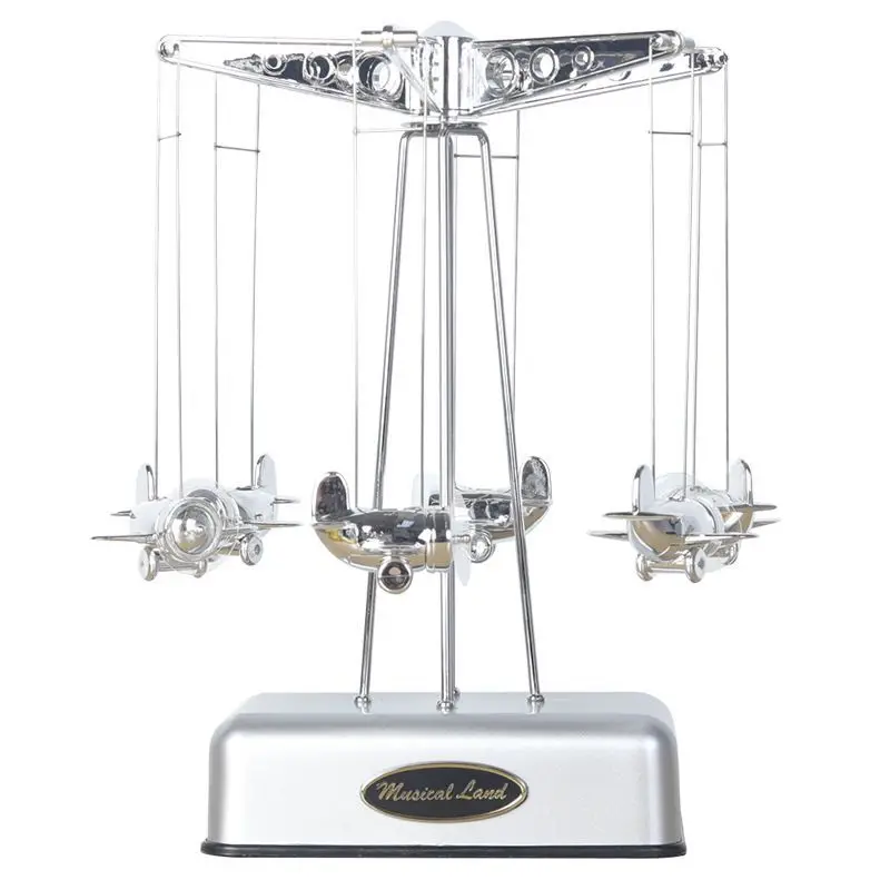 Caixa de Música em Acrílico em Formato de Roda gigante e Avião em Miniatura . MDUG (prateada)