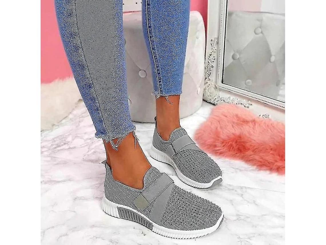 2026 zapatos Slip on para Mujer com Sola Ortopédica, Zapatillas de Moda Plataforma para Caminhada, Transpiráveis e Confortáveis