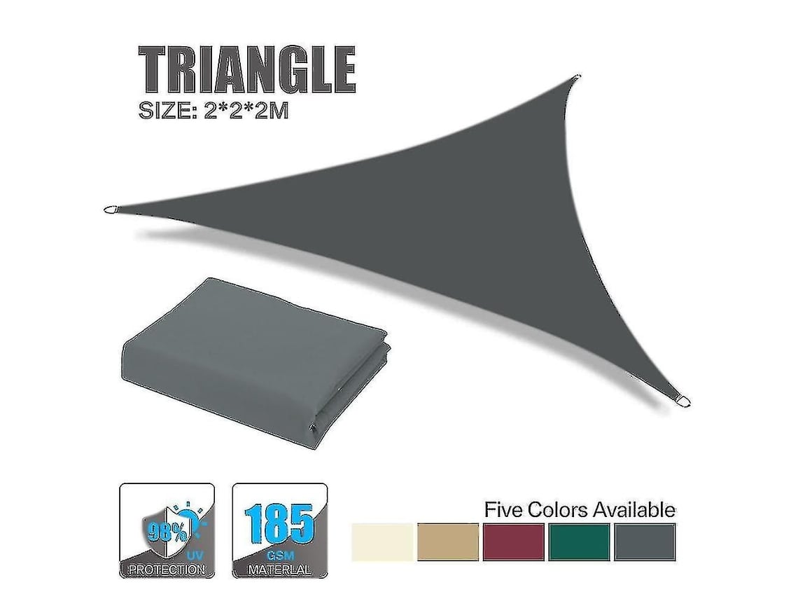 Toldo triangular multitempo anti UV para pátio, jardim, ao ar livre, 2x2x2m, cinza | S/MARCA