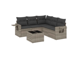 Conjunto de 6 Sofás Jardim com Almofadões Vime Pe Cinzento Claro MAISON EXCLUSIVE (80x200 cm)