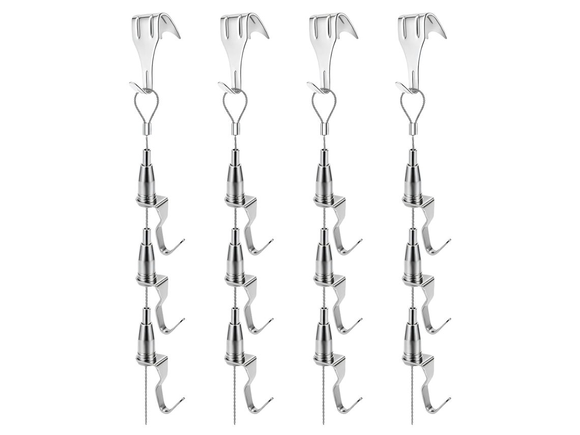 Conjunto De 4-cabos Flexíveis Aço Inoxidável Para Pendurar Quadros E Porta Retratos Com Textura Metálica Fixação Segura