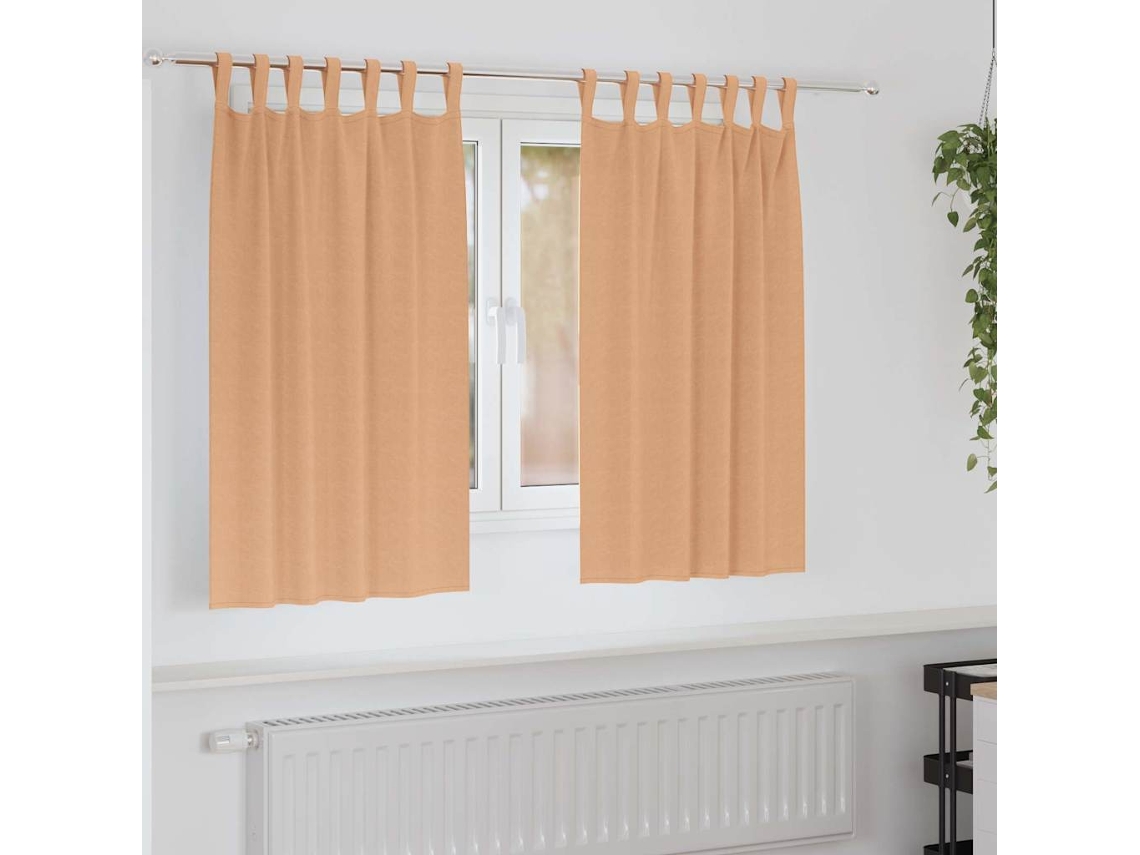 Vidaxl Cortinas Blackout Com Argolas 2 Unid. Marrom Claro 140 X 140 Cm