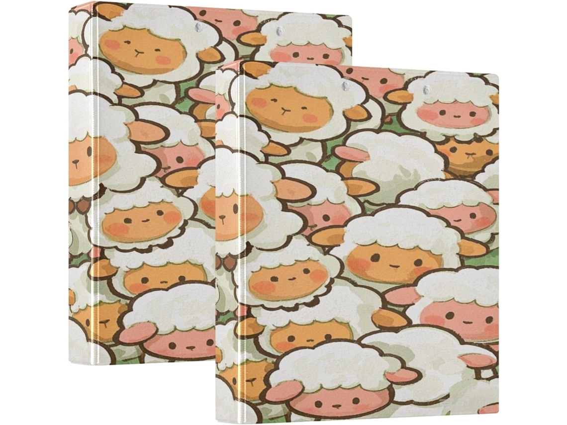 Pasta Arquivo Com 3 Argolas E Bolsas Internas, Stampa Fofa De Ovelhas 3, 8cm 1, 5 Polegadas, Embalagem Com 200 Folhas