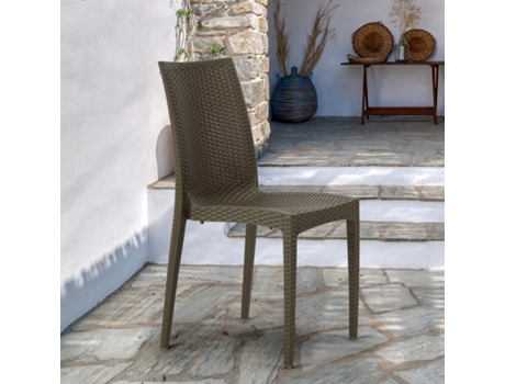 22 Cadeiras empilháveis poly rattan jardim esplanada Bistrot Grand Soleil