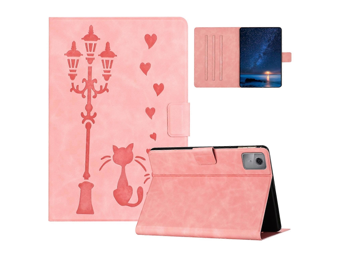 Capa inteligente para tablet Lenovo Tab M11 Xiaoxin Pad 11 2024 TB 330fu com estampa de gato rosa em microfibra Hengrongshen