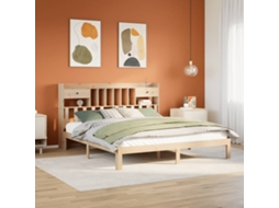 Vidaxl Cama Com Estante Sem Colchão 180x200 Cm Pinho Maciço