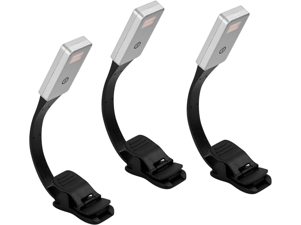 Conjunto De 3 Luminárias Leitura Com Clipe Para Livros, 8 Leds Recarregáveis, 3 Cores E Variações, Luminária De Leitura