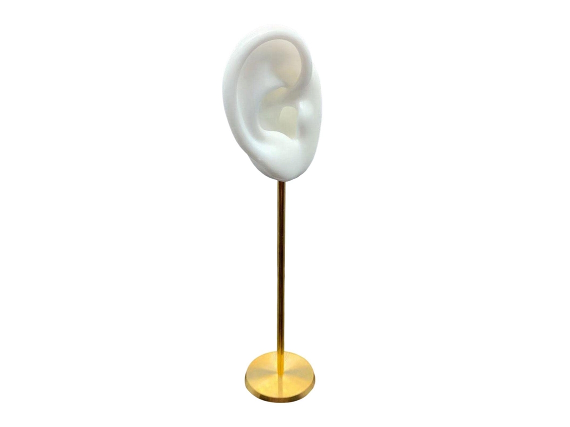 Porta Pendientes, Modelo de Oreja Humana para Pendientes Con Base Redonda, Almacenamiento de Joyería, Blanco
