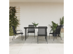 Vidaxl 5 Pcs Conjunto De Jantar Para Jardim Aço E Textilene Preto
