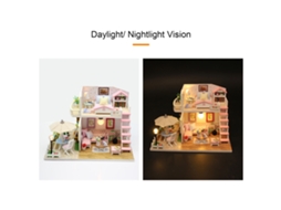 Kit De Casa De Bonecas Diy De Madeira Com Móveis, Luz Led E Música Loft Rosa Em Miniatura
