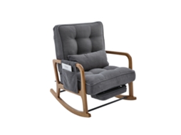 Cadeira De Balanço Moderna Com Apoio Para Os Pés E Bolso Lateral,cadeira Ergonômica Para Sala,quarto E Criança Em Veludo Cinza
