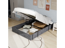 Cama Moderna Simples 160x200 Cm Cinza Terciopelo Com Levamento A Gás