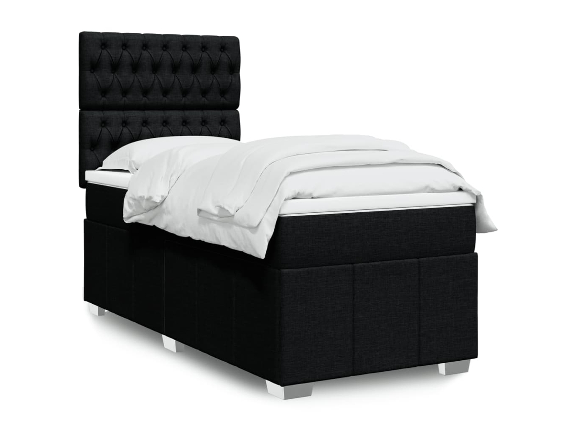 Vidaxl Cama Com Molas/colchão 90x190 Cm Tecido Preto