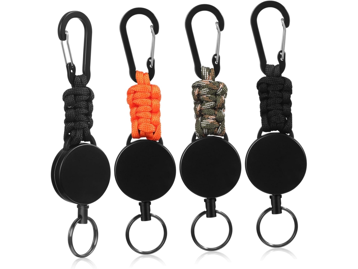De 4 Peças Nuobesty De Chaveiros Mosquetão Retráteis, Porta-crachá Telescópico Com Cordão E