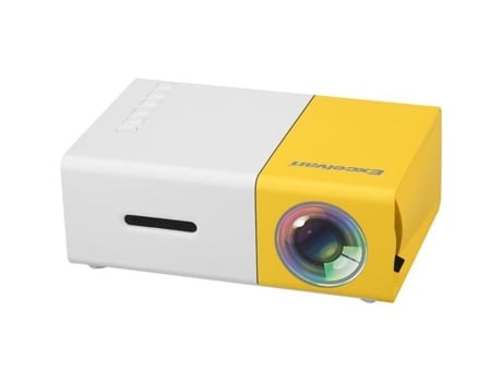 Projetor Mini Excelvan Yg300 Portable 1080p 320 X 240p Home Cinema Av/ Usb/ Sd/ Hdmi Branco E Amarelo