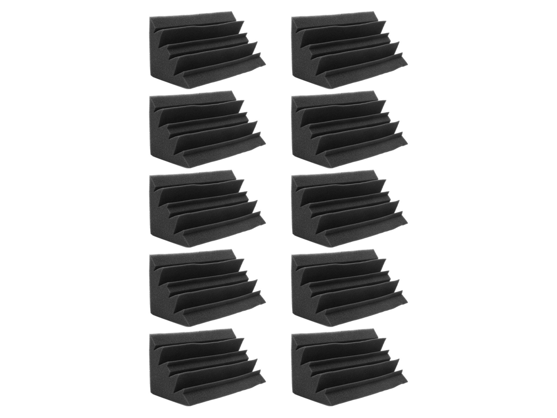 Conjunto de 10 painéis de espuma acústica de poliuretano para redução de ruído e absorção sonora.