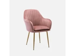 Poltrona De Veludo Com Pernas De Metal, Rosa Velho
