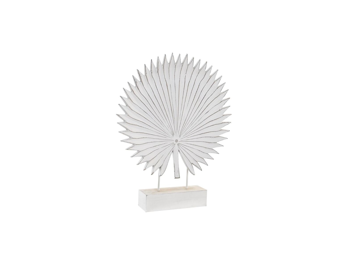 Figura Decorativa DKD HOME DECOR Metal Branco Tropical Madeira Mdf Folha de Planta 36x7x46 cm