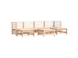 7 Pcs Conjunto Lounge de Jardim Pinho Maciço MAISON EXCLUSIVE