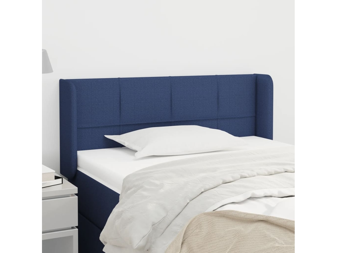 Vidaxl Cabeceira De Cama C/ Abas Tecido 93x16x78/88 Cm Azul