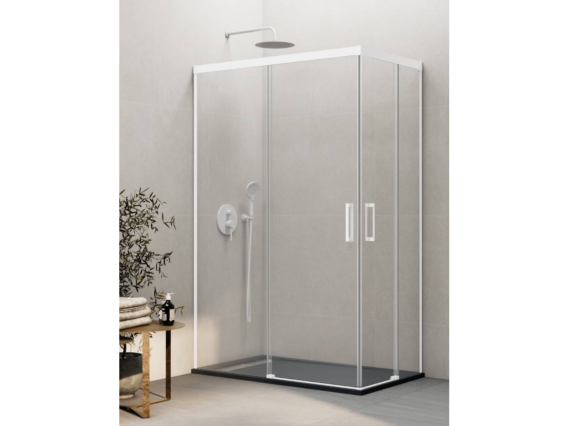 Cabine de Duche Angular 2+2 Thalassa 130x75 Cm Branca Vidro Transparente DUCHA.ES (basic)
