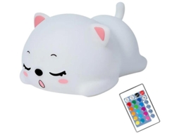 Candeeiro De Gato Adormecido Com Controlo Remoto Silicone Kitty Night Light Para Crianças Bebés Meninas Recarregável Fofa Luz Noturna Kawaii Yizhood