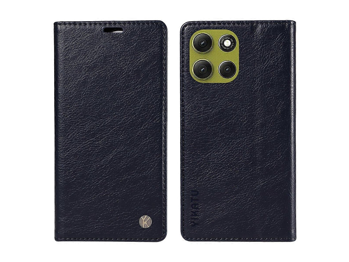 Capa Tipo Carteira Para Motorola Moto G86 5g Yikatu Yk-006 Com Fecho Magnético Em Couro, Textura De Lichia, Azul Marinho