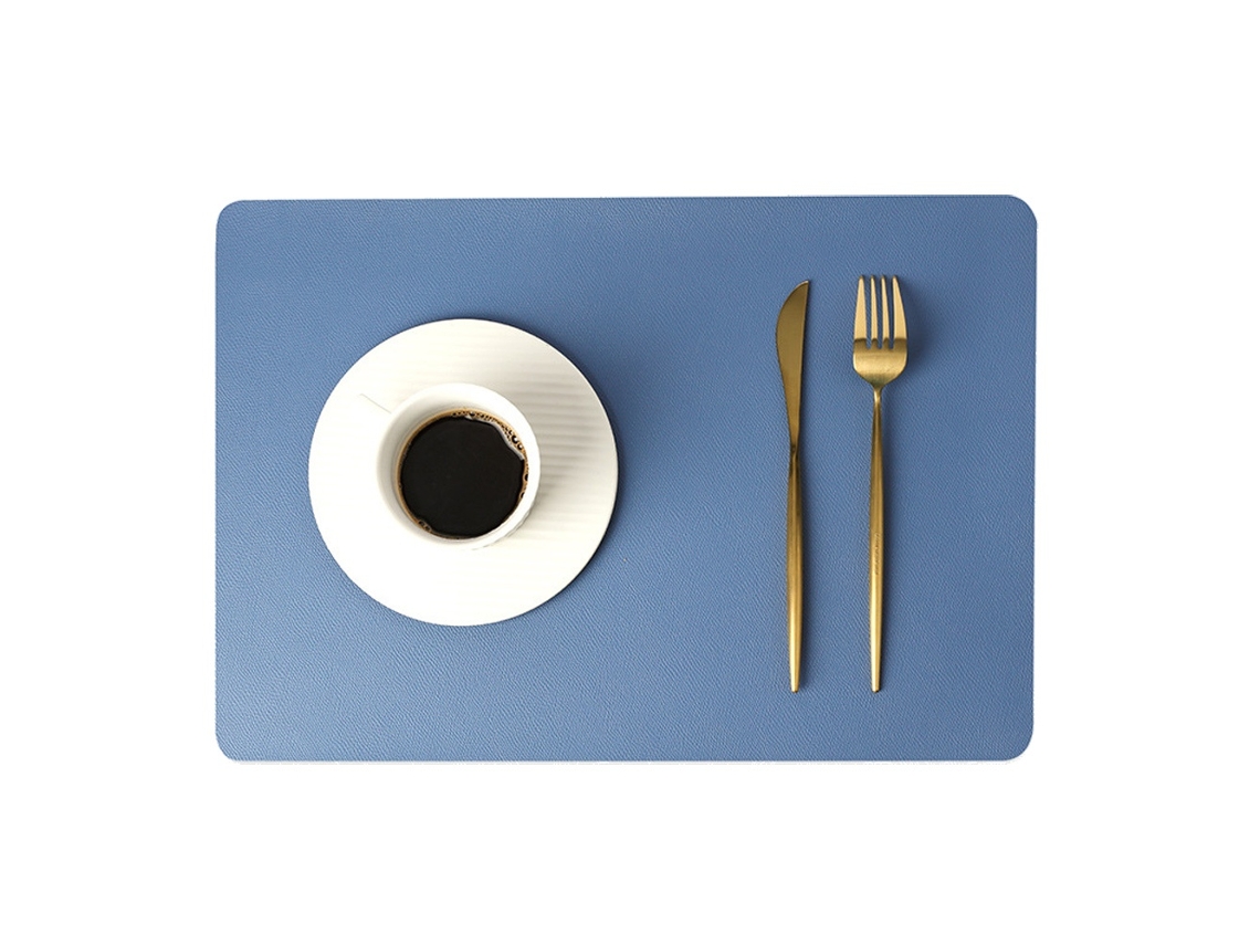 Elysve Individual De Mesa De Couro De Camada Dupla Azul De Couro Colorido 17,8x11,8 Polegadas