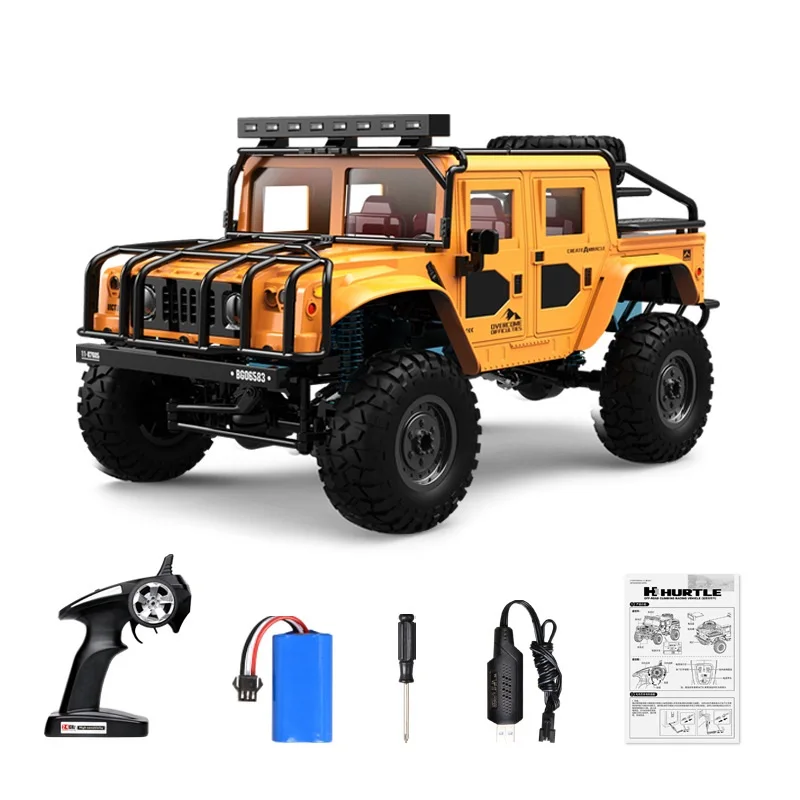 Carro de Controle Remoto 4wd Hummer Jeep de Liga Leve 2.4g Off road Escalada Modelo de Controle Remoto MDUG (amarelo)