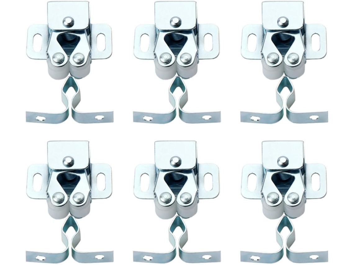 Upkoch Conjunto De 6-fechos Metálicos Para Portas Armários Com Mola E Esfera, Fáceis De Instalar, Cor Prata, Para Móveis
