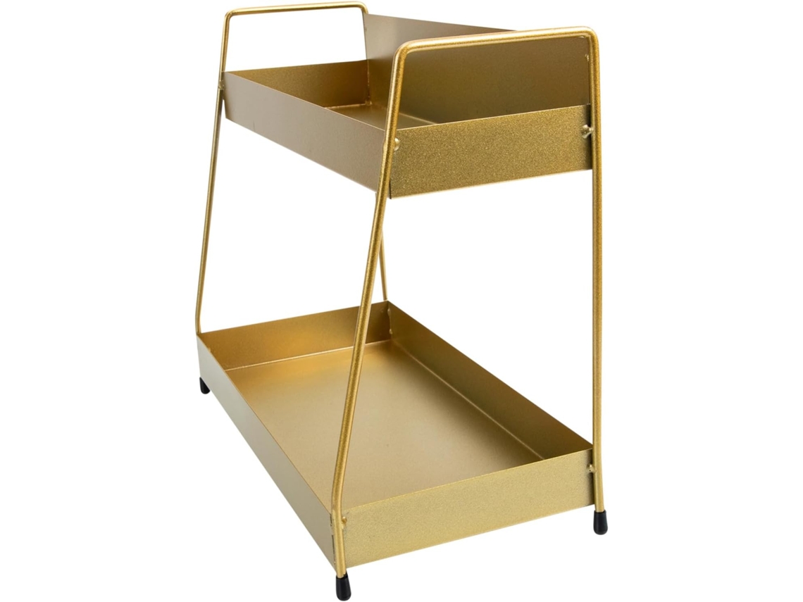 Organizador De Maquiagem Ferro Dupla Camada Uonlytech, Com Acabamento Dourado, Para Mesa, Ideal Para Banheiro E Quarto