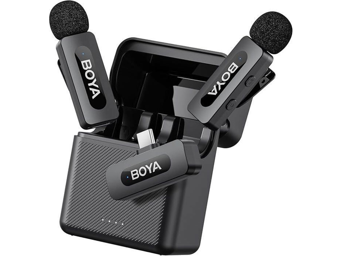 By V30 Mini Microfone Lavalier Sem Fio, Microfones Wireless Usb C Boya (2txrx)