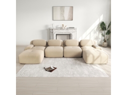 Sofá Modular U Bege, Sem Estrutura, Veludo Cotelê, 32d, Apoios Largos, Pet-friendly.-kd