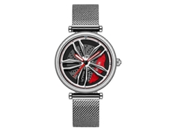 Relógio Feminino Sanda 1074 Com Mostrador Fixo Vazado Em 3d E Mecanismo De Quartzo. Pulseira De Malha.