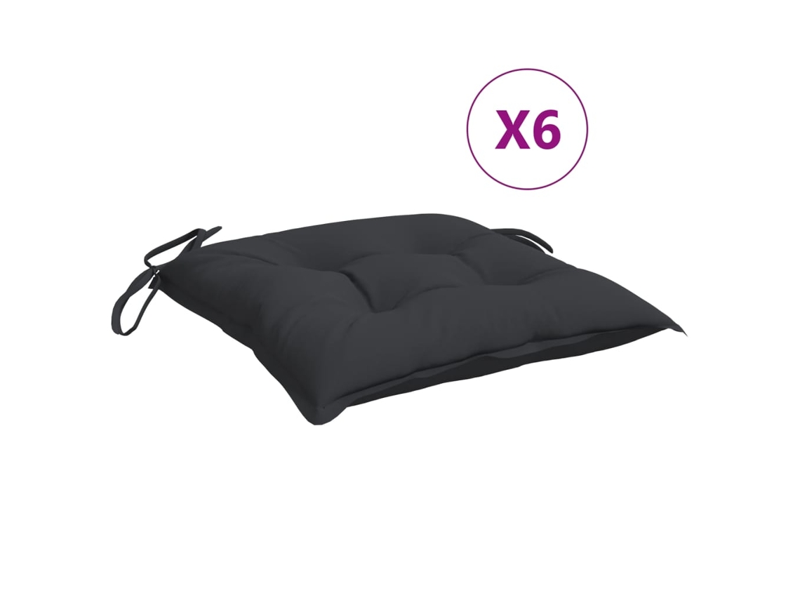 Chair Cushion, Chair Cushions Vidaxl Preto Poliéster (40 X 40 X 7 Cm)