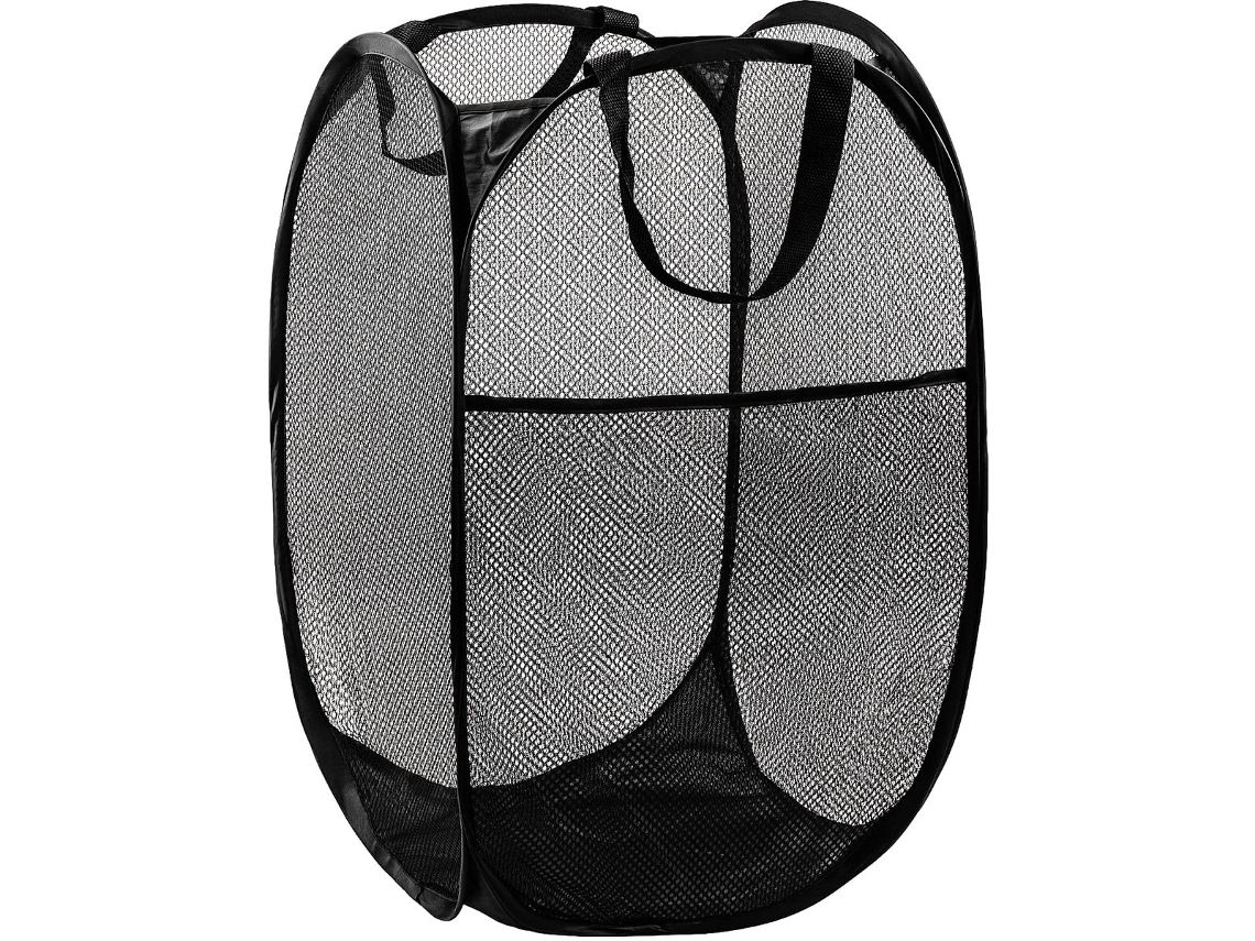 Cesto de Roupa Suja Dobrável em Malha Respirável com Capacidade para 36** 60cm, Cor Preta BRILVIBERA