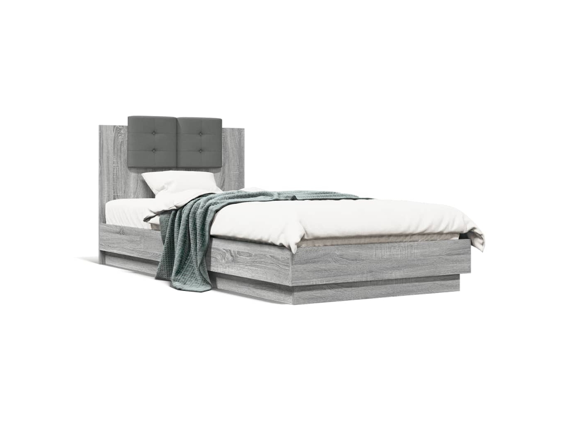 Bed Frame, Bed Frames Vidaxl Cinzeto Madeira Processada (100 X 200 Cm)