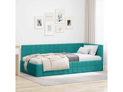 Vidaxl Estrutura De Cama De Canto Turquesa 90 Cm X 190 Cm Veludo