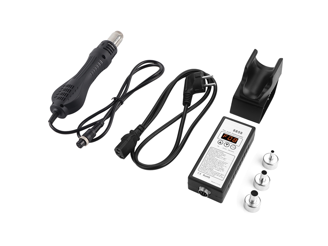 Poste De Trabalho De Ar Quente Digital Led Inteligente 8858 Com 3 Bicos Para Soldagem E Desoldagem Smd