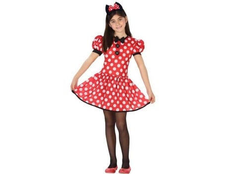DISFRAZZES - Fato de Menina  Minnie Vermelho Com Laço (Tam: 3 a 4 anos) Fato de Menina  Minnie Vermelho Com Laço (Tam: 3 a 4 anos)