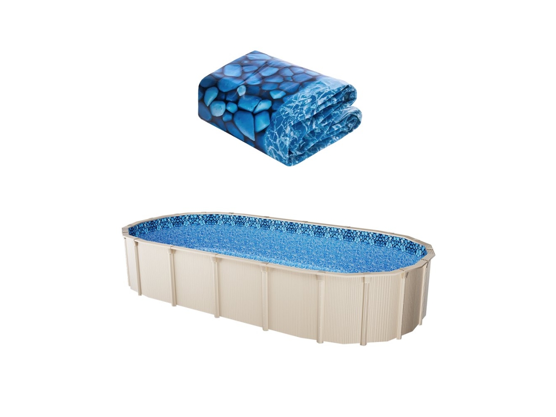 Conjunto De Forro E Liner De Reposição Para Piscina Oval Tekmaquinas Vinil Resistente E Impermeável